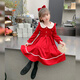 Anneyol girls autumn and winter dress 2026 new autumn and winter little girl princess dress autumn children's long-sleeved skirt red velvet 130