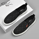 Satchi Herrenschuhe für sommer atmungsaktive ein Fuß faulerische Schuhe High-End-Freizeitschuhe für Männer Leinwandschuhe Nicht rutschende mittlere und ältere Daddy-Schuhe schwarz 41 [Lederschuhgröße]