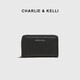 CHARLIE & KELLI官网 CK轻奢包包女包拉链短款多卡位女士2025新款卡包零钱包 黑色