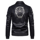 Xia Bingni Bomber Jacket Men's Trendy Brand Jacket New Autumn and Winter Men's Cycling Motorcycle Suit Leather Embroidered Men's Leather Jacket Black (Not Thickened) 2XL