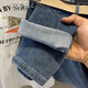 OUSUOLANG Jeans American Jeans Men's Tendy Nine Punte Pants sueltos Pantalones de 9 puntos de pie de pie pequeño de pie pequeño