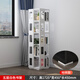 Steel thickened 360-degree rotating movable bookshelf simple living room floor-standing study library creative book 5-layer white floor-to-ceiling bookshelf