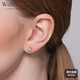 WithLove Weiaipinyue White 18K Gold Round Diamond Stud Earrings for Men and Women Simple Bezel Single Diamond Earrings Total 10 Points/H White White 18K Gold/Ready Stock
