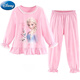 Disney Girls Trendy Pajamas установите детскую чистую хлопковую осеннюю одежду Новый лед и снег, айша милая принцесса домашняя одежда Детская одежда 724# фиолетовый костюм 130 см.
