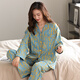 
Delia pure cotton pajamas for women in autumn and winter long sleeves trousers thin Chinese style ink painting loose large size home clothing spring suit 9227 L (recommended 100-120 Jin [Jin equals 0.5 kg])