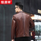 Hengyuanxiang 2024 Neues Produkt First Layer Cowhide Hasing echtes Lederjacke Herren Herbst Fody Motorrad Revers Dicked Leder Jacke Schwarz Single Leder m