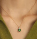 COASZE 18K gold emerald sugar cube necklace green gemstone diopside clavicle chain for girlfriend 18K gold green gemstone diamond necklace
