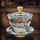 Mid-mountain sea view gold foil crystal glass kung fu tea set high-end household light luxury teapot teacup complete set high-end gift box to give away gold foil covered bowl tea set leather case 9 pieces