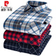 Pierre Cardin Herbst und Winter Baumwolle warmes Hemd Herren reines Baumwoll im mittleren Alter und Samt verdickte warme Samtplaid-Hemd BN841 Baumwoll integrierte Samt 43 [geeignet für 155-170 Gewichte]