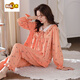 Doretin Pyjamas Frauen Frühlings- und Herbst-Baumwoll-Langarm-Frauen Herbst-Baumwolle Dünne Großgröße Herbst und Winter Französische koreanische Heimkleidung 9889 m 80-100jin [Jin ist 0,5 kg]