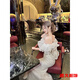 Meianjia dress skirt high-end light luxury princess style new style celebrity banquet temperament sexy long elegant fishtail performance white M 165