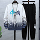 Boledi 13-jähriger Junge Frühling und Herbst reines Baumwoll-Sweatshirt 15 Schüler der Mittelschule Langarmed T-Shirt 16 Teenager Big Children's Base Shirt Top 683-K556 Grau (Sweatshirt + Hosen) 165 l (Empfohlenes Gewicht 98-120 Jin [Jin gleich 0,5 kg]))