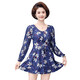 
You swimsuit women 2025 new conservative belly-covering mother swimsuit middle-aged and elderly slimming large size split hot spring bathing suit 14099Y blue L