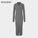 moussy 新品简约风淑女H型长款针织连衣裙010HA673-7891 160灰色 M
