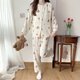 Versorgung Gürtelbrustpads Pyjamas für Frauen im Frühling und Herbst-Strickjacke süße Langarmhose Setzen Sie einfache Winterdünn-Sommer-Heimkleidung HM829 Gelbe Blume [mit Brustpolster] L (98-118jin [Jin entspricht 0,5 kg]))