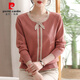 Pier Cardin, jeune mère, robe Tempérament Shirt Tript Spring and Automn Sweater Automne Base Buthirt Nouveau haut à manches longues lâches TT698 # Bourgogne M 95-105Jin [Jin est égal à 0,5 kg]