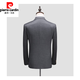 Pierre Cardin Light Luxury High-end Brand Men's Clothing Double-breasted Business Suit Suit Men's Korean Style Slim Groom Wedding Dress British Style Striped Custom Suit Versatile New Knitted Gray Two-piece Set S/46