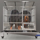 HKML stainless steel dog cage, large dog cage, medium-sized dog cage with separate toilet flushing funnel tray, small dog kennel, mother and child cage - length 150*width 100*height 135cm, stainless steel 202 hollow round tube cage + skylight + funnel tray - dog bowl included
