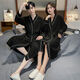 Catman (MiiOW) waffle high-end bathrobe couples solid color nightgown spring and autumn summer universal long-sleeved integrated bathrobe ZBB-2229 black men XL _125-150Jin [Jin equals 0.5 kg]