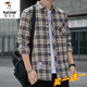 Holzspecker (Tucano) Plaidhemd Herren Frühling und Herbst Casual Longärmedise Hemd Koreaner Top Retro Lose Dünnjacke Trend K12111 M Blau + K12108 Weiß M 90110jin [Jin gleich 0,5 kg]