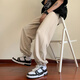 Kau -Waffel -Label Casual Hosen für Herbst Herren INS Trendy Designhosen für die hübschen trendigen Trendmarke Füße mit geschnittenen Hosen [Hausverkaufsbestellungen werden sofort reduziert] K1049 Black 5xl 200 bis 230 Jin [Jin gleich 0,5 kg] kann getragen werden