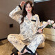 Pajamas de style français de Wanmanduo pour les femmes à manches longues Spring et automne vestimentes de la maison mince 2023 New Temperament pantalon Suit EM-B693 # M Code 80-100jin [Jin est égal à 0,5 kg]