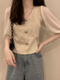 Direction simple 2025 Été Nouveau glace en soie en mousseline de mousseline en V épisse en V Sweater à manches courtes Lady Lame de base mince de base courte MCL 3523 Black One Size (70-125jin [Jin est égal à 0,5 kg] peut être usé) peut être porté)