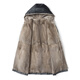 Caesars Pygie Mink Innen unten Herrenfell Nerzmantel Voller Nerkenhaube Nickelmantel Abnehmbarer innerer unten Navy xl