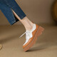 XMXE Brand Fashion Slaafers Damen 2025 Herbst Neue Mode dick-löst dick-löst-verstärkte Lederschuhe farbblockierende vielseitige Single-Schuhe für Frauen Grün 35