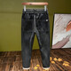 2025 spring and summer elastic elastic waist tether thin jeans men's loose small feet harem pants drawstring dad pants trendy 8802 black thin 38 (recommended 185-210Jin [Jin equals 0.5 kg])
