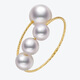 Meluxe akoya seawater pearl ring proposal confession to show love wedding ring female ring birthday gift for my wife large beads 6-6.5mm, small beads 4.5-5mm