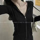 
Daienwei Hooded Top for Women in Autumn Long Sleeve T-shirt Small Short Sports Sweater Casual Slim Zipper Jacket Shorts 679 Flower Gray S 75-90Jin [Jin equals 0.5 kg]