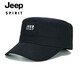 Jeep Hat Men's Fully Sealed Flat Cap Outdoor Leisure Hat Winter Solid Color Embroidered Peaked Cap Black L (56-58CM)
