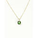 COASZE 18K gold emerald sugar cube necklace green gemstone diopside clavicle chain for girlfriend 18K gold green gemstone diamond necklace