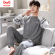 Catman (MiiOW) pajamas for men in spring and autumn pure cotton long-sleeved teenagers full-size cotton large-size casual summer thin home clothing set D6621 dark gray fashion pattern men's model M[80-120Jin[Jin equals 0.5 kg]]