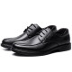 Strongman JD12602 Simples y livianos negocios de cuero formal de cuero de cuero negro 42
