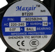 Maxair BT220 8025 / 9225/12025/15050 / 12038 / B2HL Fan de refroidissement 15050S2H