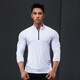 Lutie Dog Fitness Clothing Quick-drying Clothes Men's Autumn and Winter Long-Sleeved Stretch Breathable Sweat-Absorbent Sports and Casual T-Shirts Stand Collar Bottoming Fitness Clothes White XXL/180-185