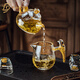 Mid-mountain sea view gold foil crystal glass kung fu tea set high-end household light luxury teapot teacup complete set high-end gift box to give away gold foil covered bowl tea set leather case 9 pieces