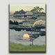 Digital oil painting Large size Chinese style landscape digital oil painting DIY coloring healing sunset sunset scenery living room YF-829 High mountains stand 50*65cm pen + pigment + inner frame