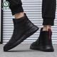Woodpecker leather shoes men's 2025 new soft sole soft leather Martin boots men's casual men's trendy leather boots genuine leather high top men's shoes black four seasons 41