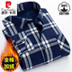 Pierre Cardin Herbst und Winter Baumwolle warmes Hemd Herren reines Baumwoll im mittleren Alter und Samt verdickte warme Samtplaid-Hemd BN841 Baumwoll integrierte Samt 43 [geeignet für 155-170 Gewichte]
