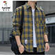 Holzspecker (Tucano) Plaidhemd Herren Frühling und Herbst Casual Longärmedise Hemd Koreaner Top Retro Lose Dünnjacke Trend K12111 M Blau + K12108 Weiß M 90110jin [Jin gleich 0,5 kg]