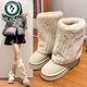 BOODPECHER LUZ LUXURY High-End Iselandic Snow Boots Women's 2024 Winter Plus Velvet Cotton Cotton Zapatos de piel de mariposa Botas cortas gruesas en blanco 36
