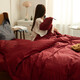 Lateinische Lady Nordic Light Luxury Style 100 Langer Samt Baumwolle Hochzeit Vierköpfiger Set All-Cotton Red Pure Cotton Hochzeitset Bettwäsche hellroter vierteiliger Set 1,8m Bettblatt Stil-Quilt Cover 200*230 cm