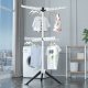 Stainless steel clothes drying rack, floor-standing foldable clothes drying rack, floor-standing bedroom balcony clothes drying rack, stainless steel clothes drying rack, telescopic household clothes drying rod [black and white] stainless steel - installation-free folding - three-fin windproof - can be lifted and lowered