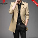 皮尔卡丹（pierre cardin）品牌加绒加厚中长款大码风衣男休闲商务大衣秋冬装修身茄克外套男 808黑色 春秋款 XL(建议130-150斤穿)