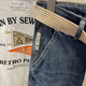 OUSUOLANG Jeans American Jeans Men's Tendy Nine Punte Pants sueltos Pantalones de 9 puntos de pie de pie pequeño de pie pequeño