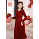 Pierre Cardin Autumn and Winter New Return Engagement Dress Dress Slimming Burgundy Bridal Toast Wear Can Be Weared at Daily Burgundy L Recommended 100-120 Jin Jin equals 0.5 kg