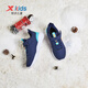 XTEP children's shoes for boys and girls, middle and large children's outdoor Velcro strap cotton shoes, dark blue/bay blue, size 37